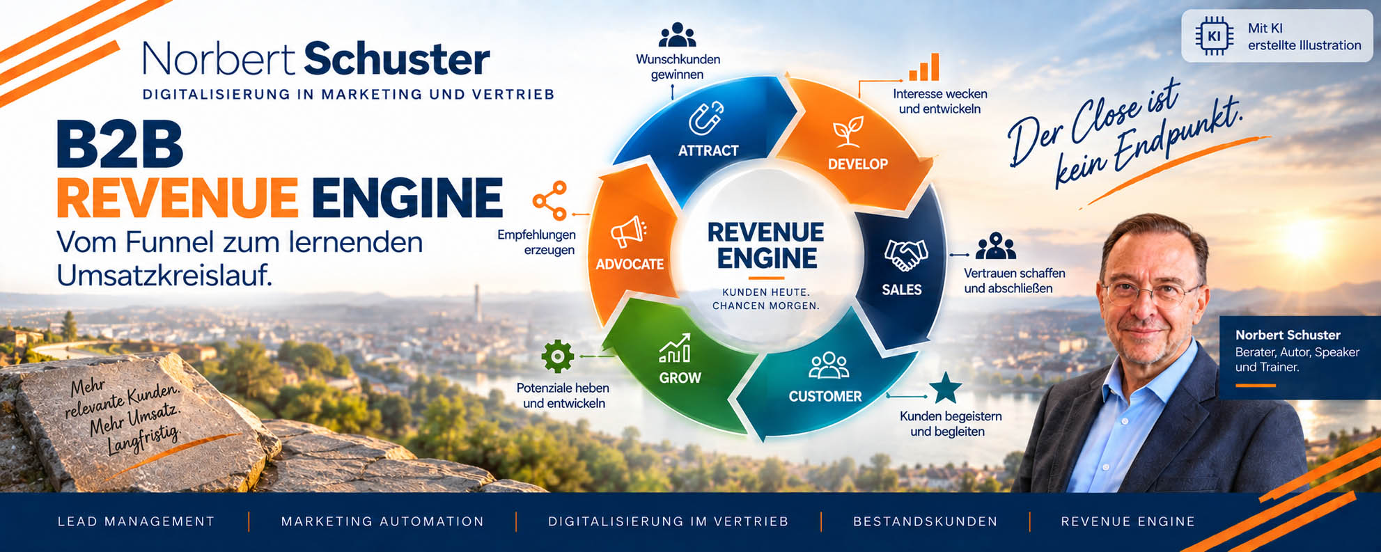 B2B Revenue Engine nach Norbert Schuster – Marketing, Vertrieb und Bestandskundenentwicklung als Kreislauf
